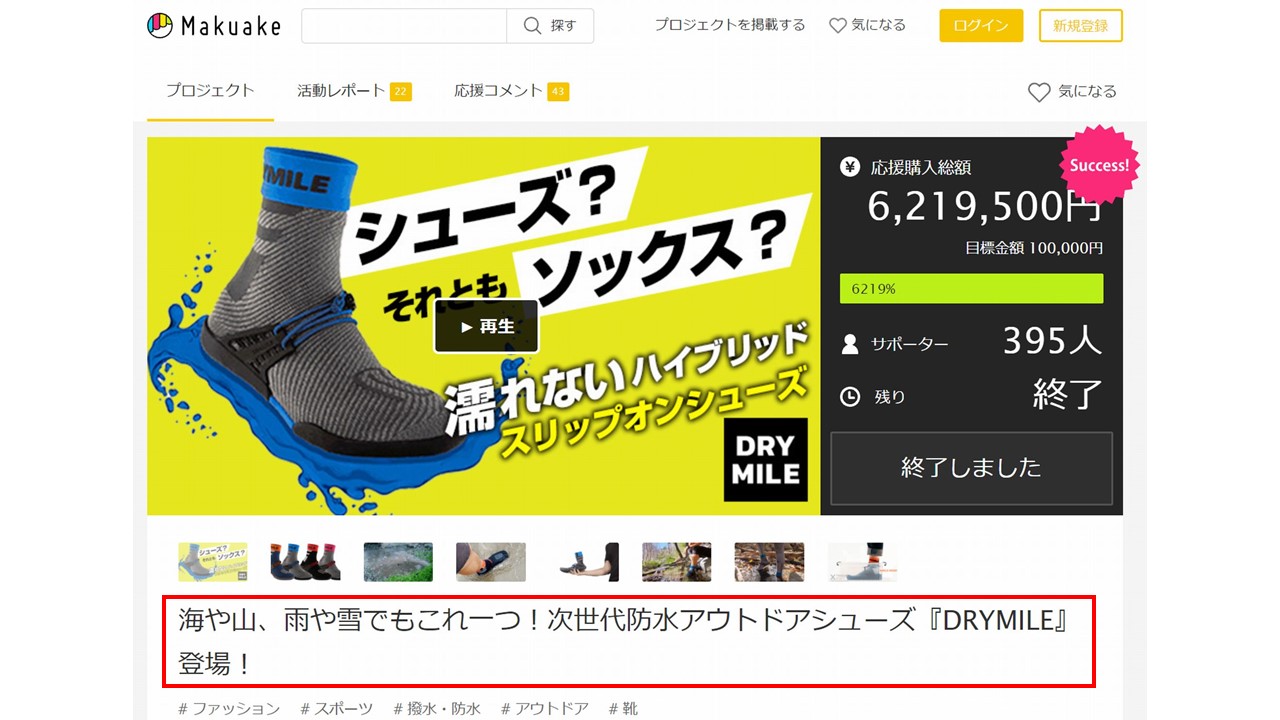 クラウドファンディングのタイトル